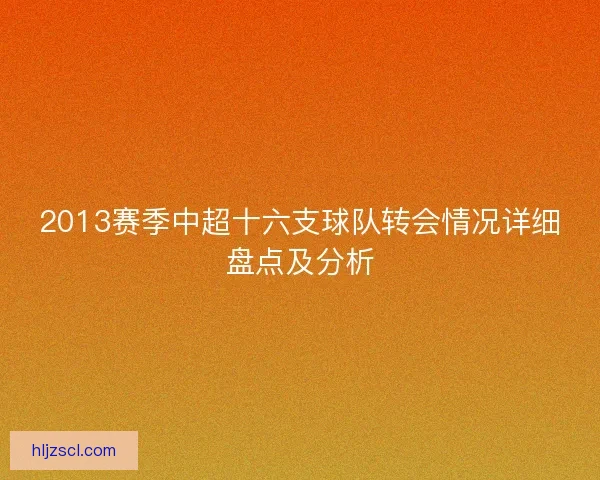2013赛季中超十六支球队转会情况详细盘点及分析