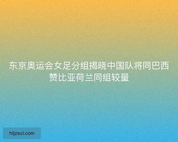 东京奥运会女足分组揭晓中国队将同巴西赞比亚荷兰同组较量